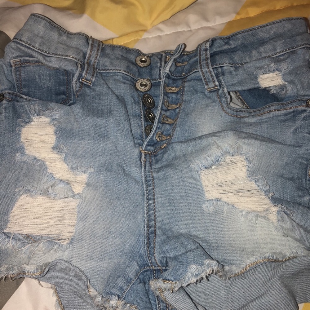 High waisted denim shorts